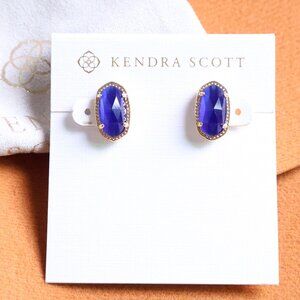 Kendra Scott Ellie Cobalt Cat's Eye Stud Earrings Gold